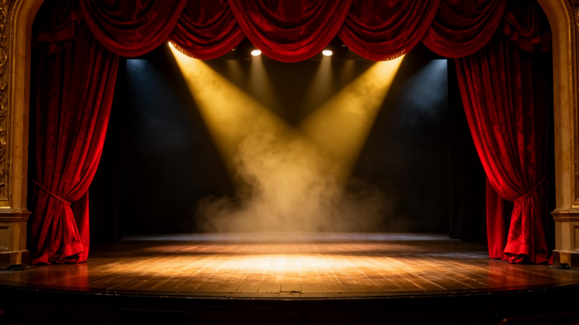 Palco iluminado da Cia de Teatro Proscênio